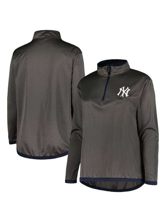 Women's Profile Charcoal New York Yankees Plus Size Quarter-Zip Jacket
