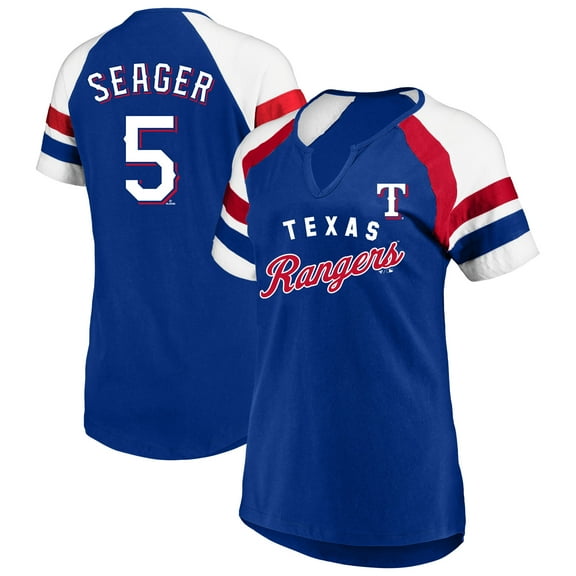 Women's-Profile Corey Seager Royal Texas Rangers Plus Size Name & Number Raglan T-Shirt