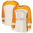 thumbnail image 1 of Women's '47 Cream/Orange Miami Dolphins Plus Size Double Header Curve Toni Long Sleeve T-Shirt, 1 of 3