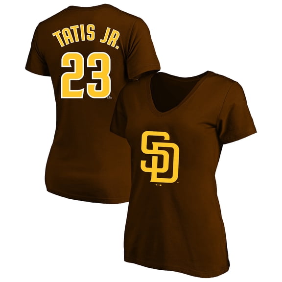 Women's Profile Fernando Tatis Jr. Brown San Diego Padres Plus Size Name & Number V-Neck T-Shirt