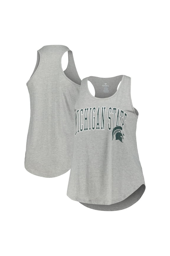 Women's Profile Heather Gray Michigan State Spartans Arch Logo Racerback Scoop Neck Tank Top