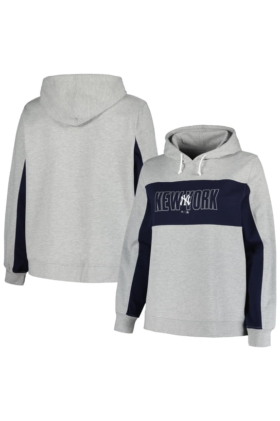 Women's Profile Heather Gray New York Yankees Plus Size Pullover Jersey Hoodie