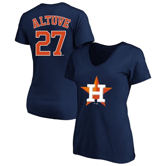 Women's Profile Jose Altuve Navy Houston Astros Plus Size Name & Number V-Neck T-Shirt