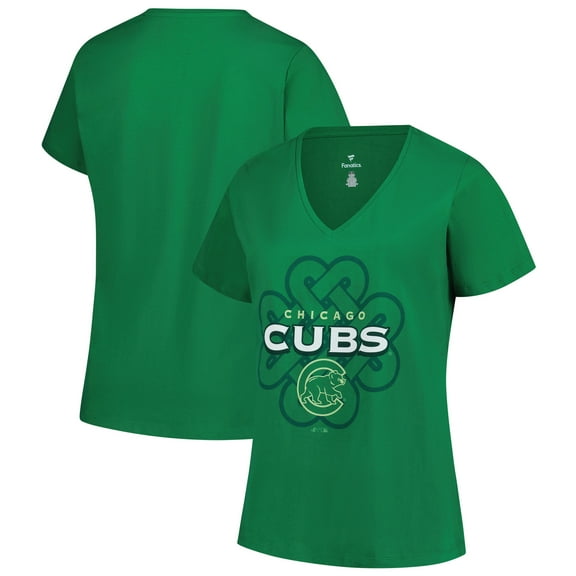Women's Profile Kelly Green Chicago Cubs Plus Size Celtic V-Neck T-Shirt