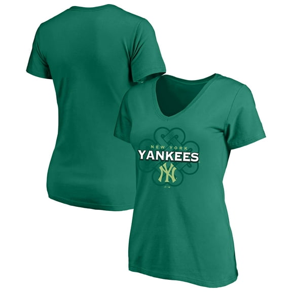 Women's Profile  Kelly Green New York Yankees Plus Size Celtic V-Neck T-Shirt