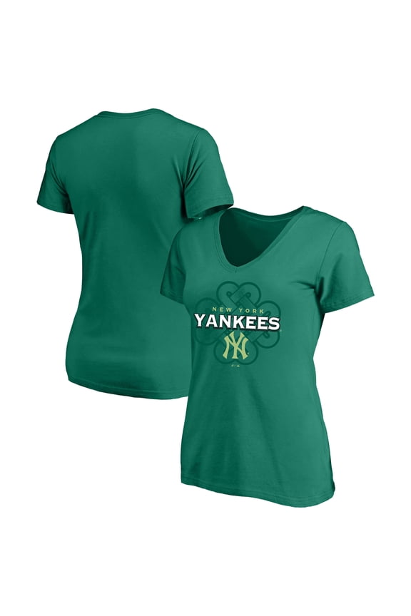 Women's Profile  Kelly Green New York Yankees Plus Size Celtic V-Neck T-Shirt
