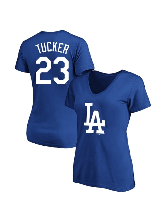 Women's Fanatics Kyle Tucker Royal Los Angeles Dodgers Plus Size Name & Number V-Neck T-Shirt