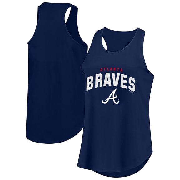 Women's Profile Navy Atlanta Braves Plus Size Wordmark Racerback Scoop Neck Tank Top