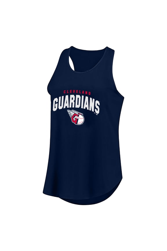Women's Profile Navy Cleveland Guardians Plus Size Wordmark Racerback Scoop Neck Tank Top