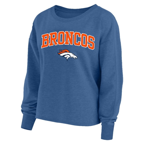 Women's Profile Navy Denver Broncos Plus Size Acid Wash Raglan Sweatshirt