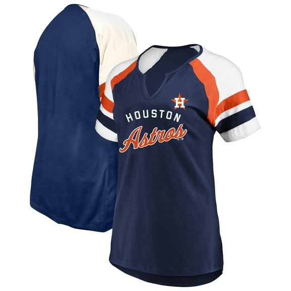 Women's Profile Navy Houston Astros Arched Notch Neck T-Shirt