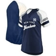 thumbnail image 1 of Women's Profile  Navy New York Yankees Arched Notch Neck T-Shirt, 1 of 3