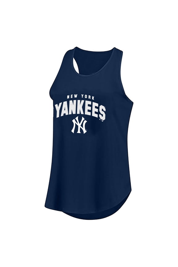 Women's Profile Navy New York Yankees Plus Size Wordmark Racerback Scoop Neck Tank Top
