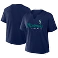 thumbnail image 1 of Women's-Profile  Navy Seattle Mariners Plus Size Wordmark Notch Neck T-Shirt, 1 of 5