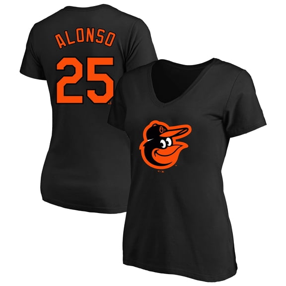 Women's Profile Pete Alonso Black Baltimore Orioles Plus Size Name & Number V-Neck T-Shirt