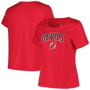 Womens Profile Red New Jersey Devils Plus Size Arch Over Logo T-Shirt