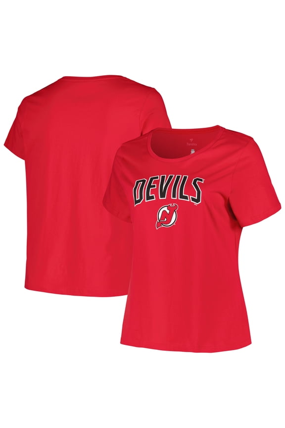 Women's Profile Red New Jersey Devils Plus Size Arch Over Logo T-Shirt