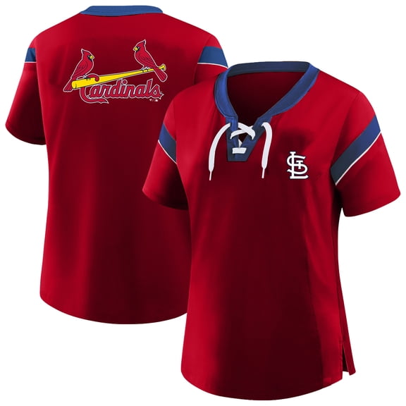 Women's Profile Red St. Louis Cardinals Plus Size Lace-Up T-Shirt
