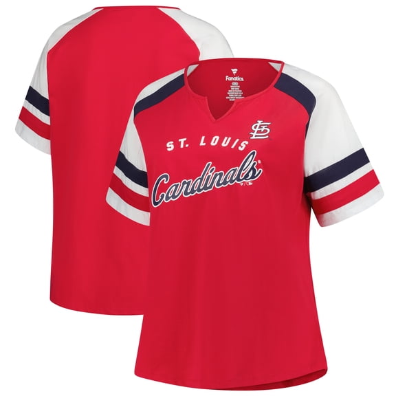 Women's Profile Red St. Louis Cardinals Plus Sized Arched Notch Neck T-Shirt
