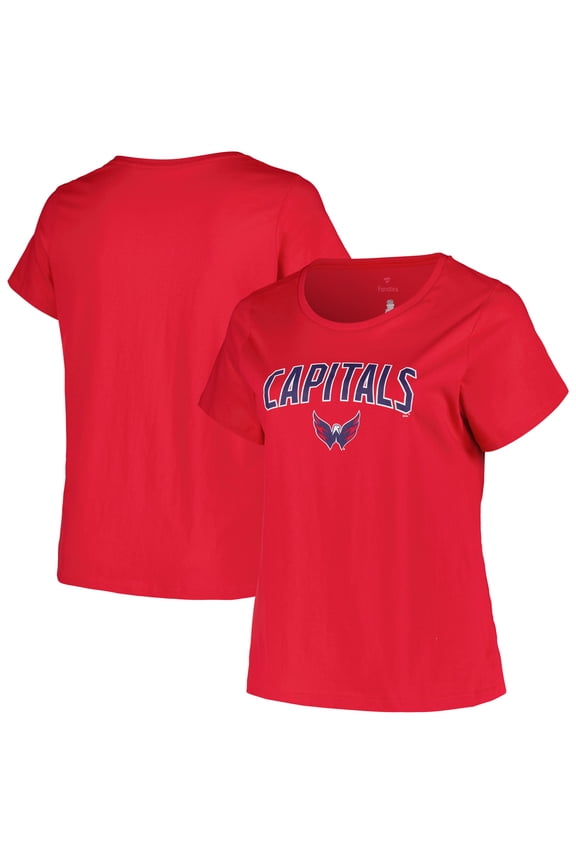 Women's Profile Red Washington Capitals Plus Size Arch Over Logo T-Shirt
