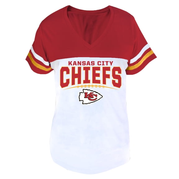 Women's Profile Red/White Kansas City Chiefs Plus Size Split Body V-Neck T-shirt