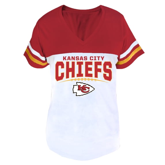 Women's Profile Red/White Kansas City Chiefs Plus Size Split Body V-Neck T-shirt