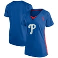 thumbnail image 1 of Women's-Profile Royal Philadelphia Phillies Plus Size Glitter Raglan V-Neck T-Shirt, 1 of 3