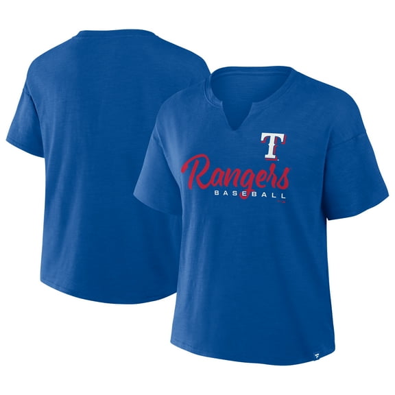 Women's-Profile  Royal Texas Rangers Plus Size Wordmark Notch Neck T-Shirt