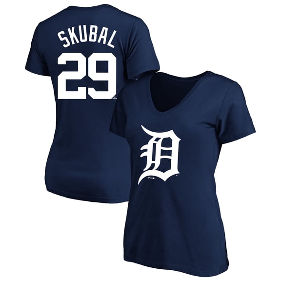 Women's Profile Tarik Skubal Navy Detroit Tigers Plus Size Name & Number V-Neck T-Shirt