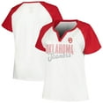 thumbnail image 1 of Women's Profile White/Crimson Oklahoma Sooners Plus Size Best Squad Shimmer Raglan Notch Neck T-Shirt, 1 of 3