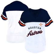 Womens Profile White/Navy Houston Astros Plus Size Two-Stripe V-Neck T-Shirt