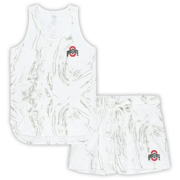 Women's Profile White Ohio State Buckeyes Plus Size Marble Tank and Shorts Set