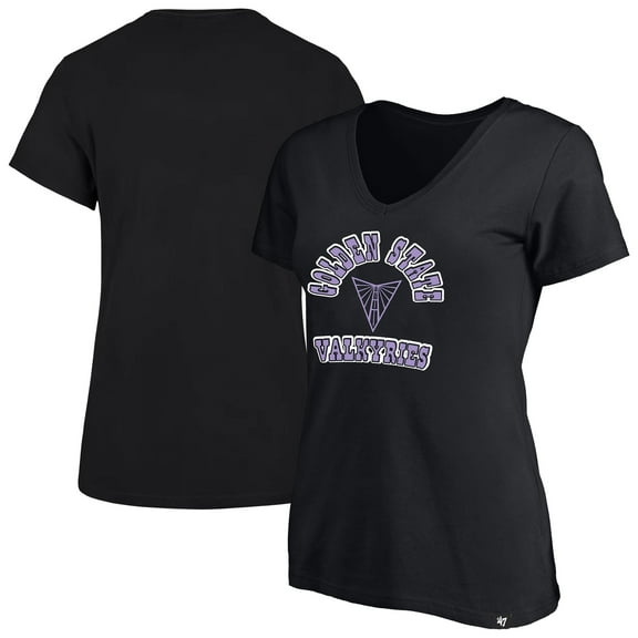Women's Profile x 47 Black Golden State Valkyries Logo Lockup Plus Size V-Neck T-Shirt
