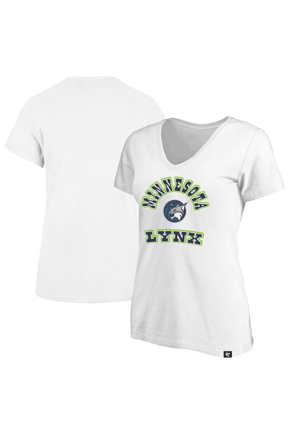 Women's '47 White Minnesota Lynx Logo Lockup V-Neck Plus Size T-Shirt