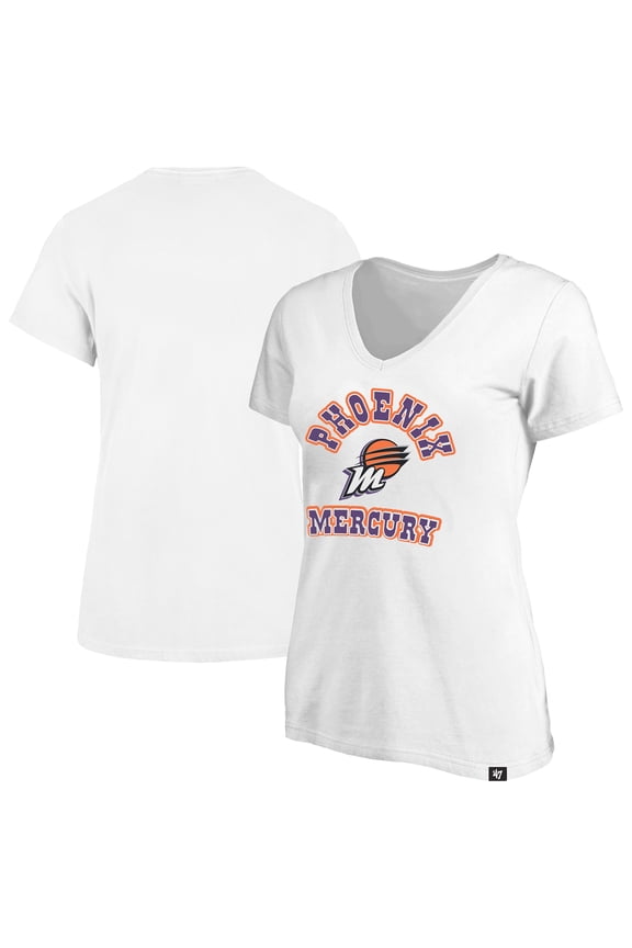 Women's '47 White Phoenix Mercury Logo Lockup V-Neck Plus Size T-Shirt