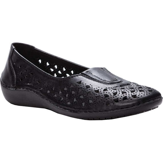 Women's Propet Cabrini Ballet Flat Black Full Grain Leather 7 4E