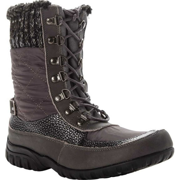 Women's Propet Delaney Frost Mid Calf Boot Grey Leather/Nylon 7.5 B