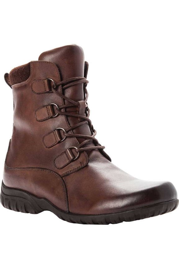 Women's Propet Delaney Mid Calf Bootie Brown Leather 6 4E