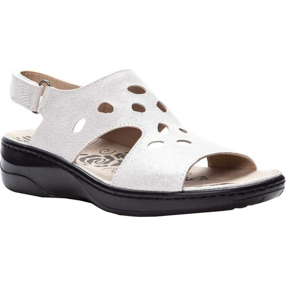 Women's Propet Gabbie Slingback Sandal Silver Leather 9 B