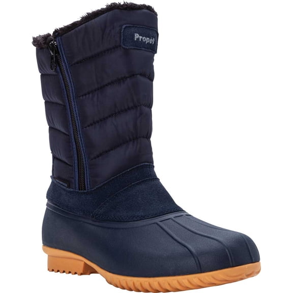 Women's Propet Illia Quilted Duck Boot Navy Nylon/Suede 7.5 4E