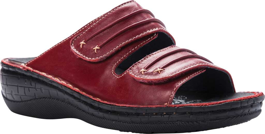 Women s Propet June Slide Red Full Grain Leather 12 D Walmart
