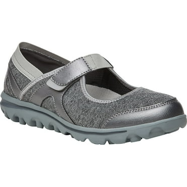 Women's Propet Onalee Mary Jane Grey/Silver Jersey 9 D