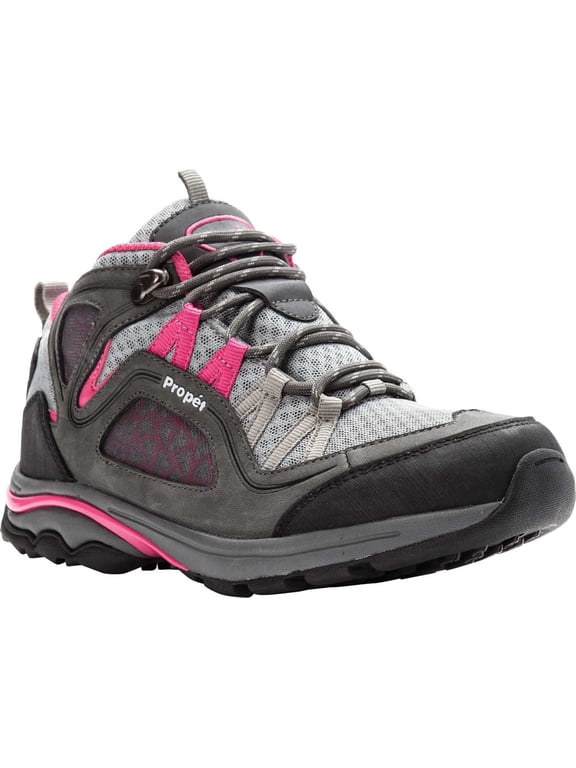 Women's Propet Peak Waterproof Hiking Boot Grey/Berry Mesh/Nubuck 6.5 2E