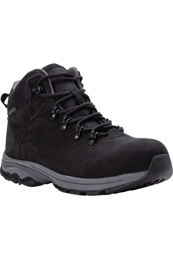 Women's Propet Pillar Composite Toe Boot Black Nubuck 6 D