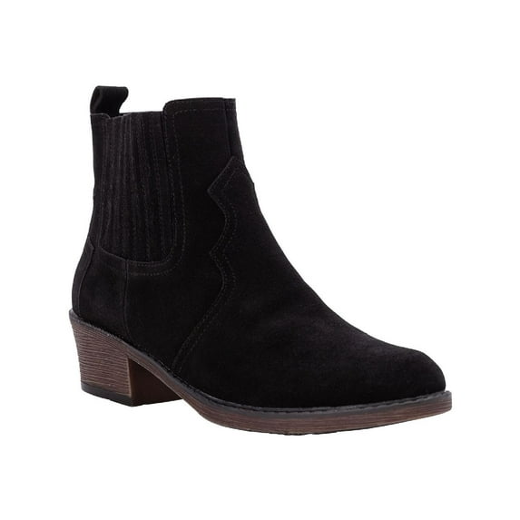 Propet Womens Reese Suede Block Heel Ankle Boots