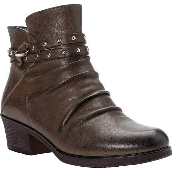 Women's Propet Roxie Slouch Bootie Brown Sheep Leather 9.5 B