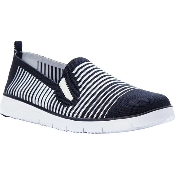 Women's Propet Travel Fit Slip On Sneaker Navy/White Knit Mesh 8 2A