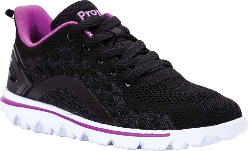 Women's Propet TravelActiv Axial Sneaker Black/Purple Mesh 7 4E ...