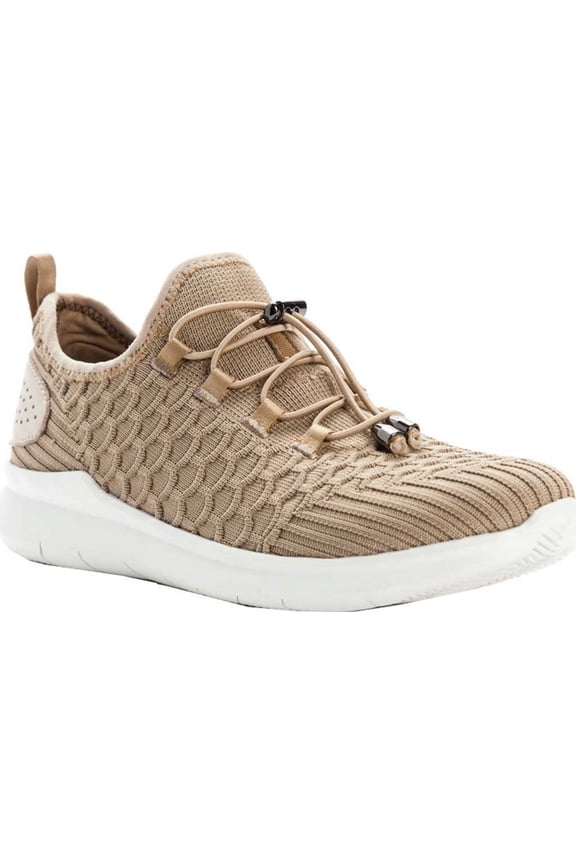 Women's Propet TravelBound Sneaker Taupe Knit Mesh 9.5 2E
