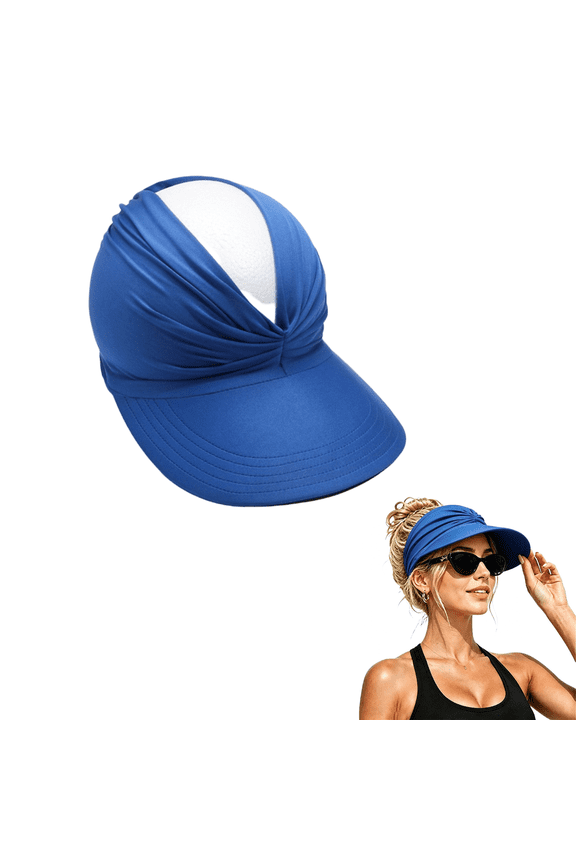 Women's Protection Sun Visor Hat, Wide Brim Foldable Golf Visor Cap for Beach, Summer Travel & Ponytail Hole